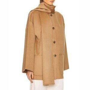 Toteme Double Scarf Melton Wool Jacket in Camel